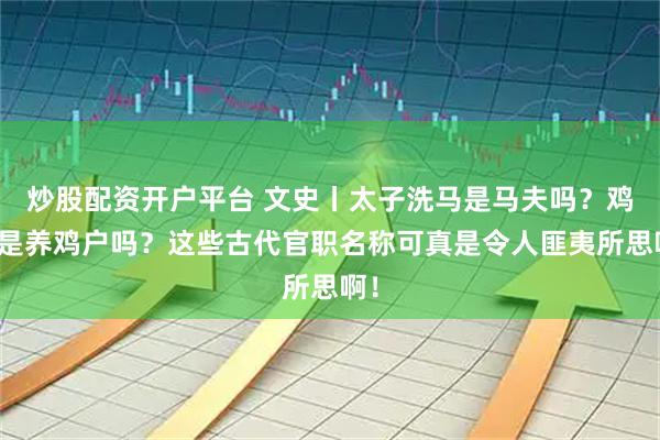 炒股配资开户平台 文史丨太子洗马是马夫吗？鸡人是养鸡户吗？这些古代官职名称可真是令人匪夷所思啊！